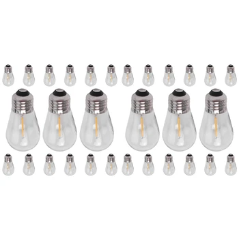 30 Pack 3 V LED S14 Rezerves Spuldzes Shatterproof Āra Saules String Spuldzes Silti Balta
