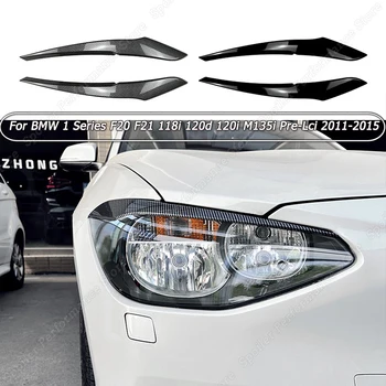Auto Priekšējo Lukturu Plakstiņu Eyebroｗ Uzlīmes, Glancēts Melns BMW 1 Series F20 F21 118.i 120.d 120i M135i Pre-Lci 2011. - 2015. gadam ABS