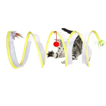 Salocīta Kaķis Tuneļa S-tipa Saliekams Pet Tuneļa Kaķis Darbības Tunelis Ar Plīša Bumba Rotaļlietas Saliekami Mājas Cilvēku-Cat Interaktīvā