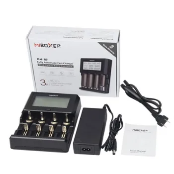 Miboxer 4Slots 3A/slots, LCD Ekrāns, Akumulatoru Lādētāju Li-ion/Ni-MH/Ni-Cd/LiFePO4 18650 14500 26650 AAA AA uzlādējamas baterijas