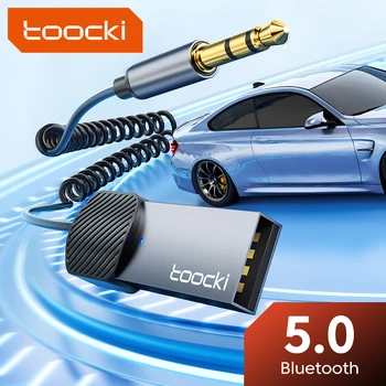 Toocki Bluetooth Aux Adapteri USB Dongle Ar 3.5 mm Jack Auto Audio Aux Bluetooth 5.0 Brīvroku Komplekts Auto Uztvērējs, Raidītājs BT