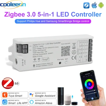 2.4 G RF Tālvadības 5-in-1 Tuya Zigbee LED Reostats, Atbalsta, Google Home Alex Nokrāsu Smart PWM Kontrolieris KMT RGB RGBW RGBCCT LED Lentes