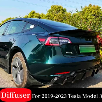 Aizmugurējā Bufera Difuzoru Sadalītāja Zoda Spoilers Bodykit Par 2019-2023 Tesla Model 3 Black Oglekļa Ārpuse Uzlabot Daļas, Piederumi