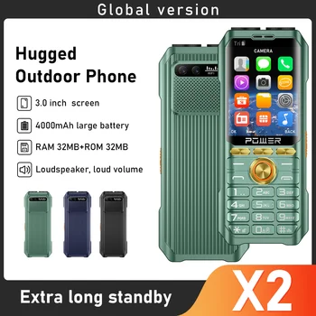X2 Izturīgs Mobilais Tālrunis GSM 2G 3 SIM Kartes 4000mAh 3.0