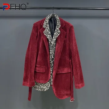 PFHQ Velveta Uzvalku Leopards Drukāt Krekli, Žakete Dizaina Viltus Divas Gabals Stilīgs Vīriešu Augstas Kvalitātes Elegants 2023 Rudens Mēteli, Moderns