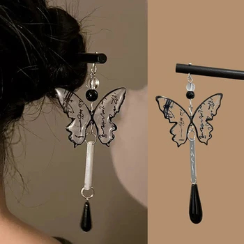 Sieviete Elegants Tintes Butterfly Matu Aizdare Ķīniešu Stilā Tauriņš Matu Nūjas Tauriņš Pušķis Matu Dakša Matu Irbulīši Matadatu