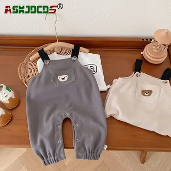 Jaunas Ielidošanas: Burvīga Vafeļu Lācis Plāksteris viengabala Jumpsuits Zīdainim Bērnu Zēniem - Moderns Toddler Apģērbu (0-24 Mēneši)