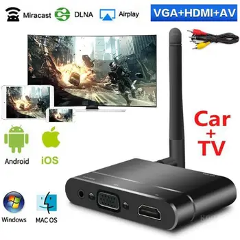 Mirascreen Bezvadu HDMI Mājas Auto Miracast Airplay VGA + RCA AV Adapteri Tv Stick Spogulis Ekrāna Spoguļošana Displejs Wifi Dongle X6W