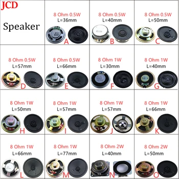 JCD 1 Gab 8 Ohm / 8R Mini Speaker 0,5 w 1W 2W 3W 50mm 57mm 66mm 77mm Diametra Skaļruni Skaļrunis