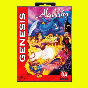 Jaunas Ielidošanas Aladdin Spēle Kasetne 16 Bitu MD Spēles Karti Ar Mazumtirdzniecības Kastē Sega Mega Drive