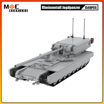 Radošā KM Rheinmetall Jagdpanzer Tvertne Transportlīdzeklim, Celtniecības Bloki, Montāžas Modelis Puzzle Militāro Tehnoloģiju Ķieģeļi, Rotaļlietas, Bērnu Dāvanas