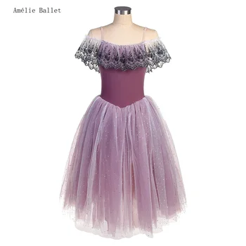 23170 Jauno Off Pleca Pelēka, Violeta Spandex Ilgi Baleta Tērpi Romantiskā Baleta Tutu Meitenes Un Sievietes Sniegumu Deju Tutu