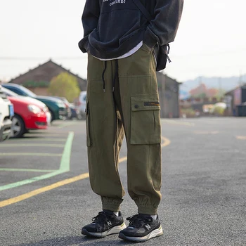 Privathinker Izšuvumi Etiķetes Vīriešu Kravas Bikses Lielgabarīta Modes Joggers Japāņu Stila Baggy Vīriešu Bikses Hip Hop Gruntis