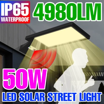 LED Saules Āra Apgaismojums PIR Kustības Sensoru Ielas Lampas IP65 Waterproof Prožektors, Dārza Dekorēšana Darbina Saules gaisma Sienas Lampa