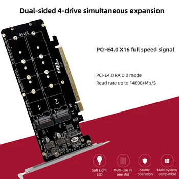 Double-Sided 4-Disku RAID Masīva Paplašināšanas Adapteris Sadalīt Kartes Masīva Paplašināšanas Karti PCIeX16 M. 2