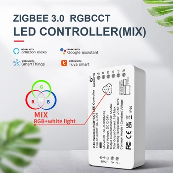 GLEDOPTO Smart Home ZigBee LED Lentes RGB Kontrolieris KMT Krāsa Balta Gaisma Samaisa Mājīga Alexa Tuya SmartThings App Balss Vadība