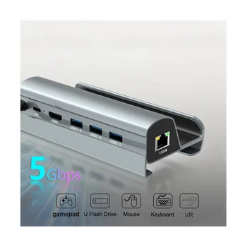 Tvaika Klāja, Dock Staciju, TV Bāzes Stāvēt Rumbas Turētāja Docking USB C līdz RJ45 Ethernet HDMI-Saderīgam USB3.0 Tipa Lādētāju C