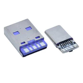 Pilnībā Savietojams Super Ātra Uzlāde 5-core Violeta USB Vīriešu Tips-c 16p Ar IC5-core Stiepjas Piedāvātos Vīriešu Pieslēguma Adapteris