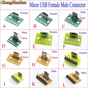 5-50GAB Vertikālā USB MicroUSB Micro USB Sieviete Vīrietis Galvas Savienotājs PCB Pārveidotāja Adapteris Starplaikos Testa Valdes 180 Grādu Vertikāli