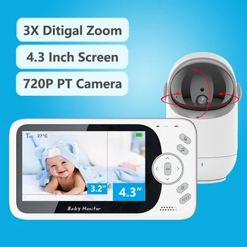 4.3 Collu Video Baby Monitor Fotokamera, 3X Digitālā Tālummaiņa Pan Tilt Drošības Kameru Aukle Aukle divvirzienu Domofons Auto Nakts Redzamības