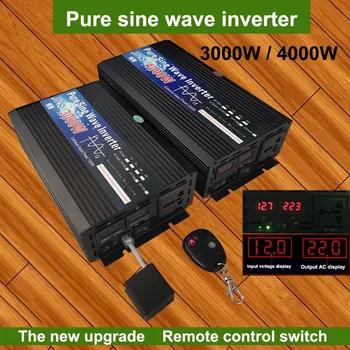 Pure Sine Wave Inverter 12V 24V 48V 60V 220V 3000w 4000w Sprieguma Solar Power Inverter 12V 220V Pārveidotājs Ar Tālvadības pulti DIY