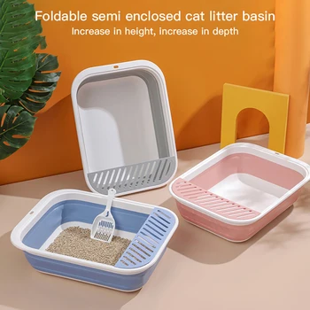 Jaunu Mājdzīvnieku Pakaiši Baseina Daļēji Slēgta Salokāms Moderns, Vienkāršs Un Ērts Kaķi, Atvērt Anti Splash Tīrīšanas Kaķis Produkti