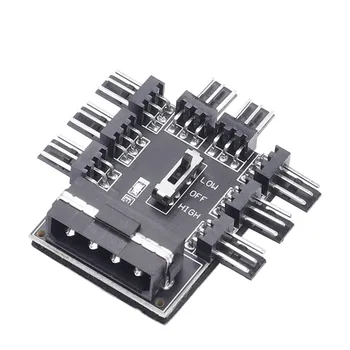 Multi Way Splitter Dzesētājs, Dzesēšanas Ventilatora Hub SATA/4 Pin 1 līdz 8 3Pin 12V Kontaktligzda PCB Adapteri Apgriezienu Kontrolieris uz Pamatplates