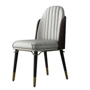 Mūsdienu gaismas luksusa ēdamistabas krēsls masīvkoka dizainers mūsdienu minimālisma mājās, ādas mākslas atpakaļ krēslā hotel pārdošanas birojs