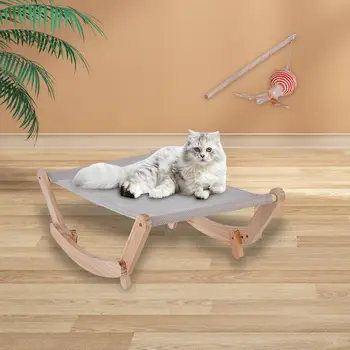 Kaķis šūpuļkrēsls Guļamtīkls Paaugstināts Kaķu Gultas, masīvkoka Rāmis Ērti Pet Šūpuļzirgs Gulta Krēsls Pet Suņiem un Kaķiem Kitty