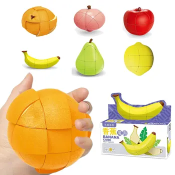 Radošā Jautri Simulācijas Augļu Stila Burvju Kubi Kids Izglītojošās Rotaļlietas 3D Ābolu Banānu Formu Ātrums Cube Puzzle Spēles Bērnu Rotaļlietas