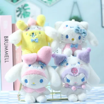 12cm Sanrio jaunpienācēji Kawaii Hello Kitty Plīša Piepildīta Lelle Kulons Cinnamoroll Kuromi Manu Melodiju Gudrs Pildījumu Rotaļlieta Dāvana