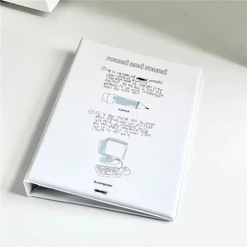 Oriģināls Dizains, Kawaii INS balta fona angļu PU Ādas A5 Saistvielu Kpop Photocard Savākt Grāmatas Foto Kartes Turētāju Albumu
