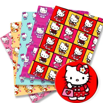 Hello Kitty 140x50CM Karikatūra kokvilnas audums Raibs Audu Mazulis, Mājas Tekstila Šūšanas Lelle Kleita Aizkaru Poliestera, kokvilnas Audums