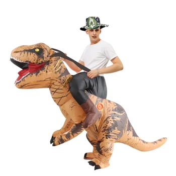 Brūna Veikt par Mani Dinozauru Piepūšamās Kostīmi Halloween Cosplay T-Rex Kostīmu Pastaigas Talismans Disfraz Pieaugušo Vīrietis, Sieviete